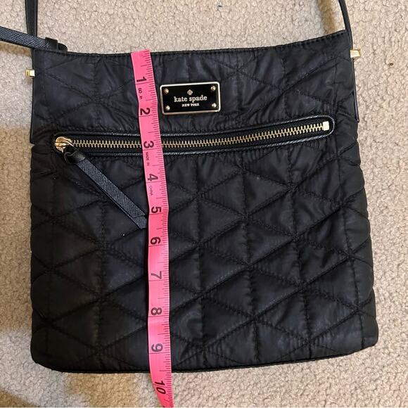 Kate Spade Black Quilted Crossbody Bag with Gold Zippers Long Strap - Picture 9 of 10